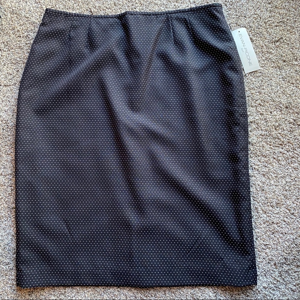Evan Picone Pencil Skirt NWT Polka Dot Black & White Sz 16